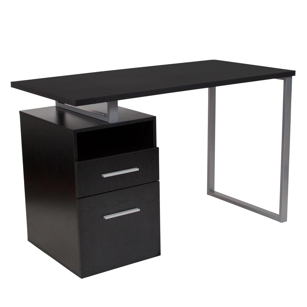 Black Adjustable Height Steel Mobile Computer Desk