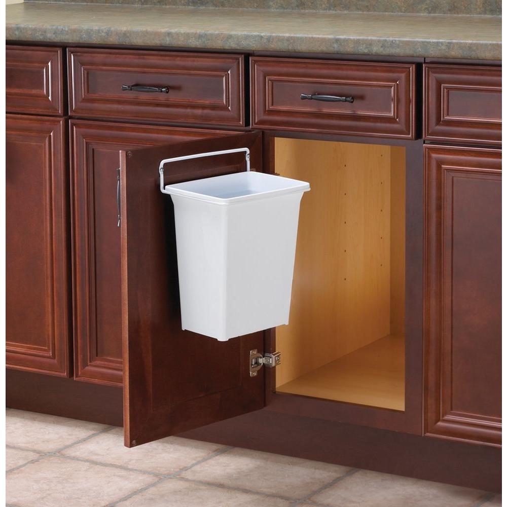 Real Solutions For Real Life 13 In H X 10 In W X 7 In D Plastic In Cabinet Door Mount Trash Can In White