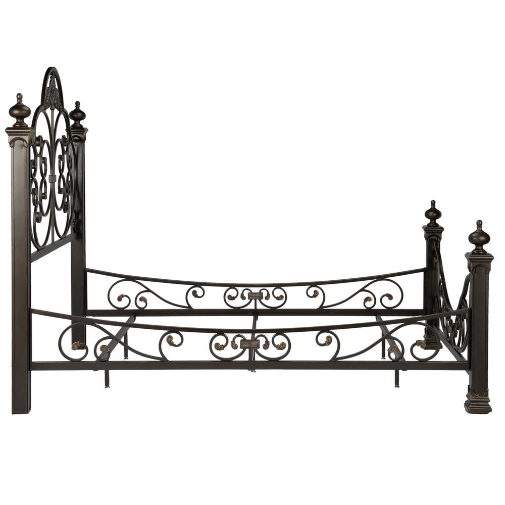 Fashion Bed Group Baroque Gilden Slate Queen Complete With Fashion Bed Group Baroque Gilden Slate Queen Complete With Massive Cast Metal Grills And Decorated Sloping Side Rails B11895 The Home Depot