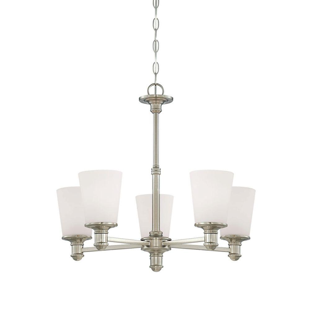 Millennium Lighting 5Light Satin Nickel Chandelier with Etched White