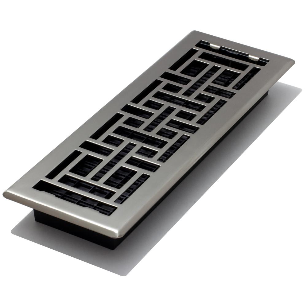 Decor Grates 4 in. x 14 in. Steel Brushed Nickel Floor