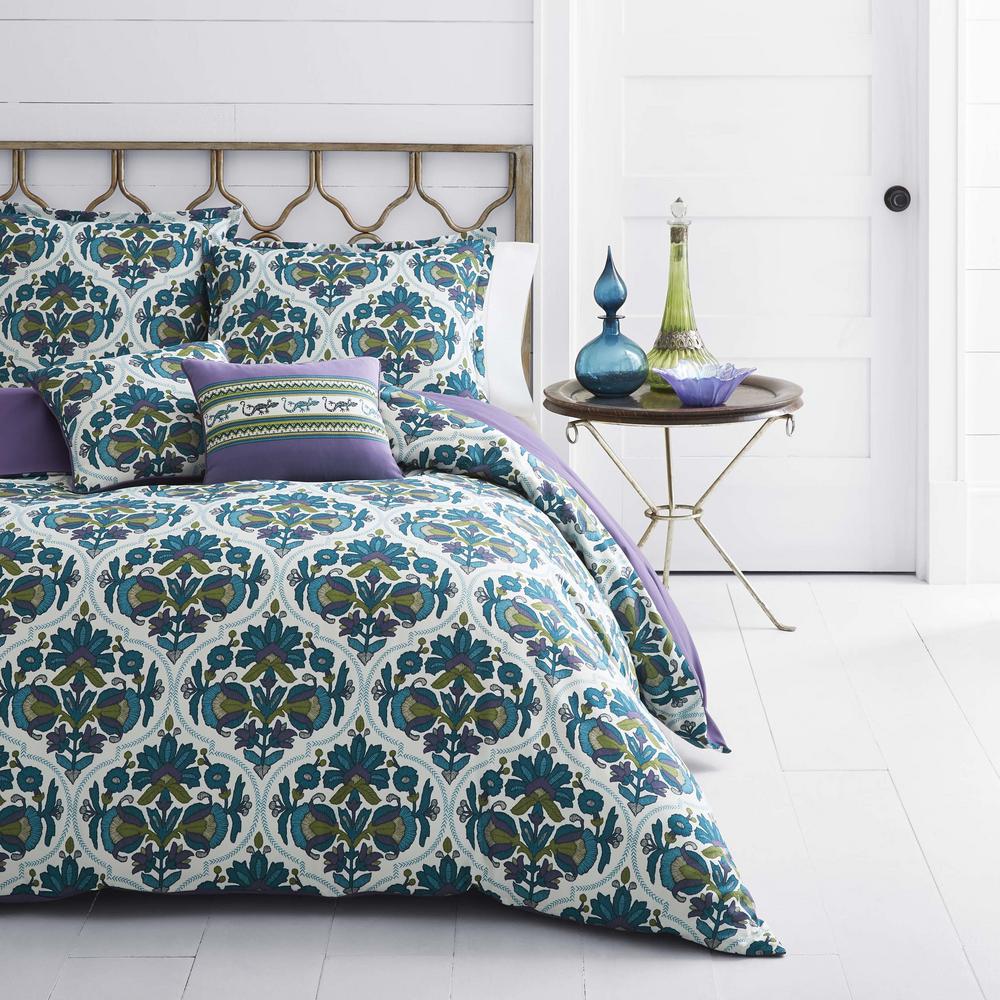 Azalea Skye Luna 3 Piece Blue Full Queen Polyester Duvet Cover Set