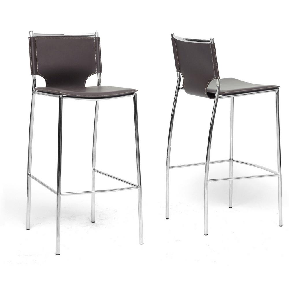 Baxton Studio Montclare Brown Faux Leather Upholstered 2 Piece Bar Baxton Studio Montclare Brown Faux Leather Upholstered 2 Piece Bar Stool Set