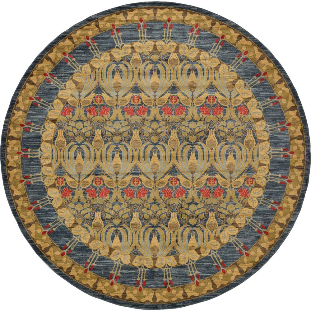 Unique Loom Heritage Navy Blue 12 ft. 2 in. x 12 ft. 2 in. Round Area