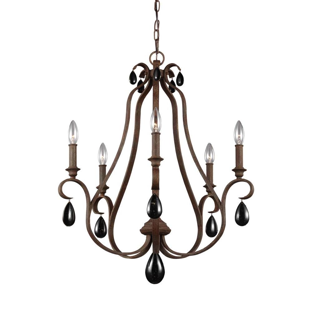 Feiss Dewitt 5 Light Weathered Iron Single Tier Chandelier With Feiss Dewitt 5 Light Weathered Iron Single Tier Chandelier With Shade