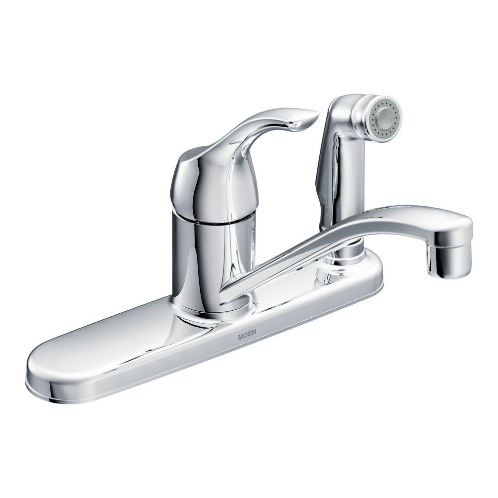 MOEN Adler Single Handle Low Arc Standard Kitchen Faucet With Side   Chrome Moen Basic Kitchen Faucets Ca87554c 64 1000 