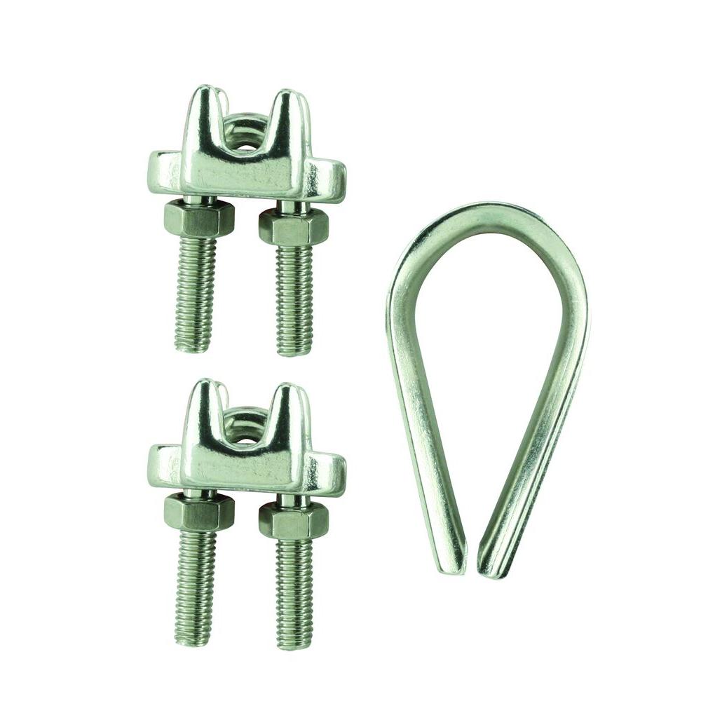 Lehigh 1/4 in. Zinc Plated Steel Wire Rope Thimble and Clamp Set7315S