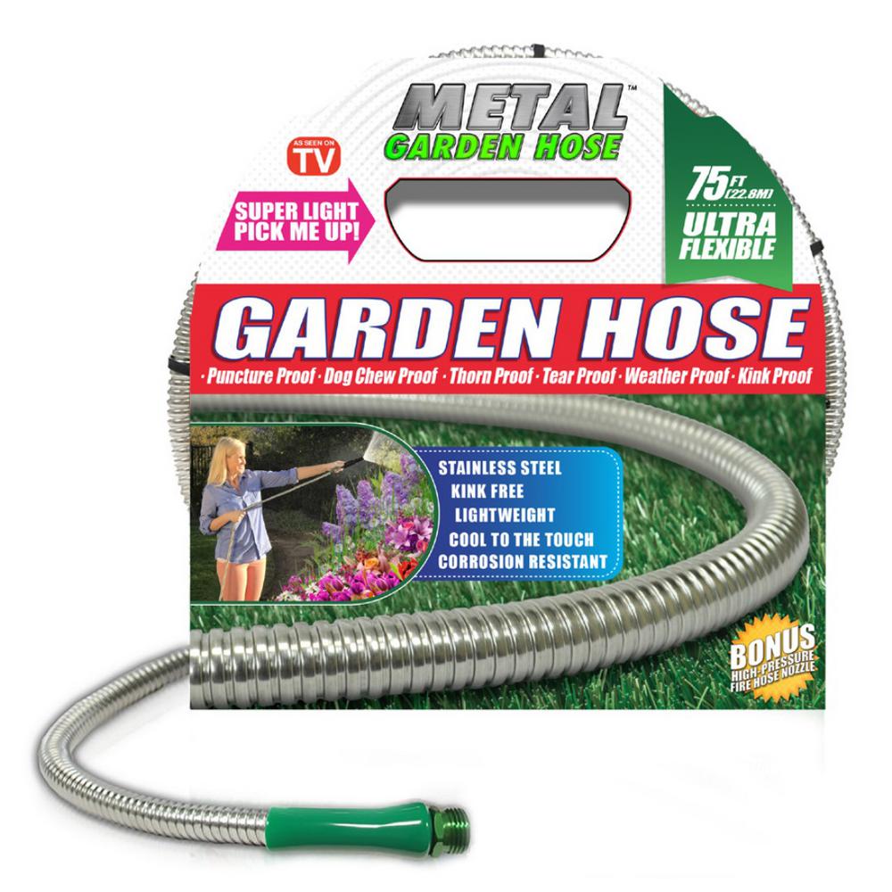 garden hose metal ft stainless steel deluxe dia soaker expanding brass hoses advanced pocket premium season gro miracle homedepot depot