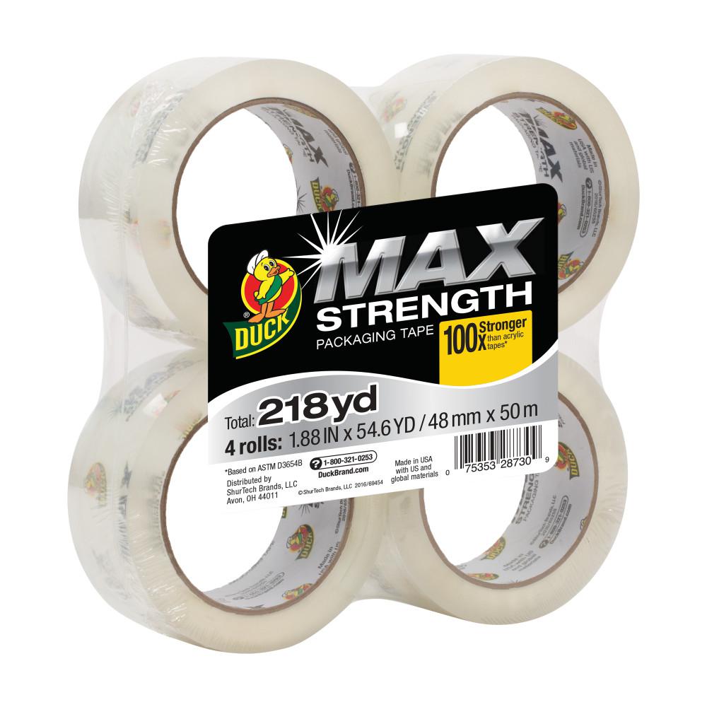 Duck MAX Strength 1.88 In. X 54.6 Yds. Packing Tape Refill, Clear (4 ...