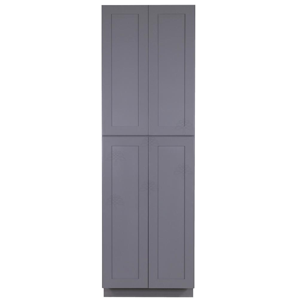 Lifeart Cabinetry Lancaster Shaker Assembled 30 In X 96 In X 27 In Tall Pantry With 4 Doors In Gray Alg Pc3096 The Home Depot