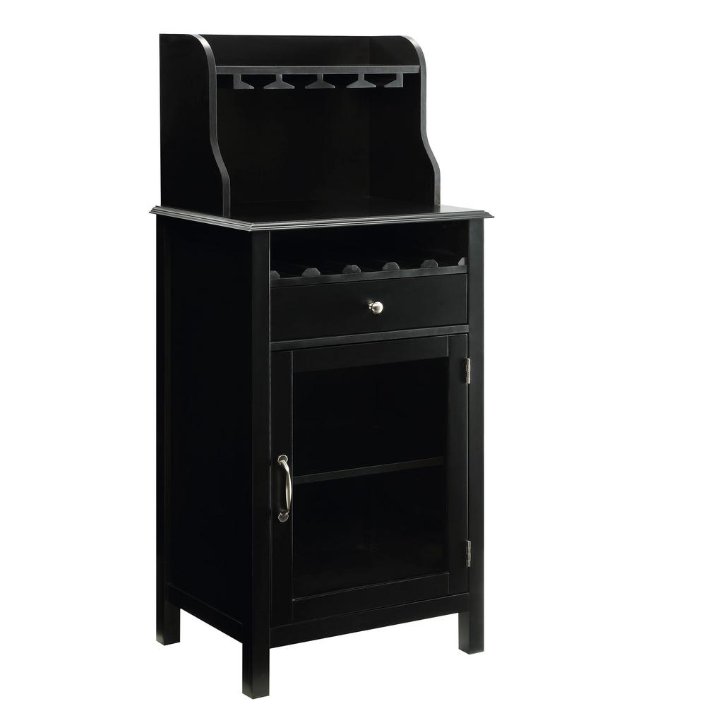 Usl Hudson 5 Bottle Black Small Bar Cabinet Sk19228br1 Bk The Home Usl Hudson 5 Bottle Black Small Bar Cabinet