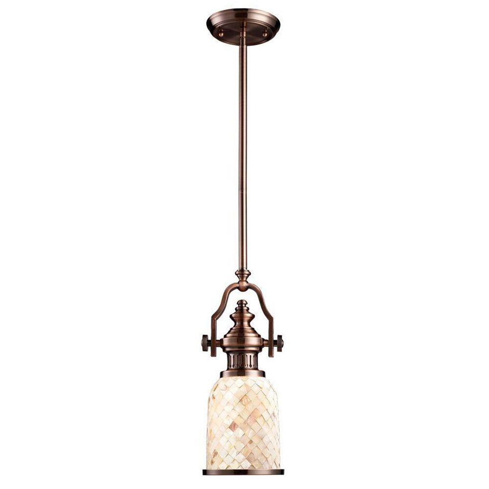 Copper Pendant Lights Lighting The Home Depot Chadwick 1 Light Antique Copper Ceiling Mount Pendant