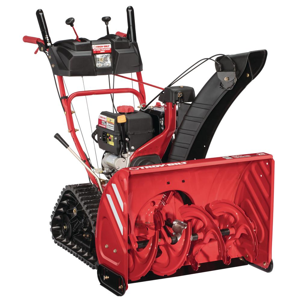 Troy-Bilt Storm Tracker 2890 Snow Blower with 272cc electric start engine and trigger-controlled power steering.