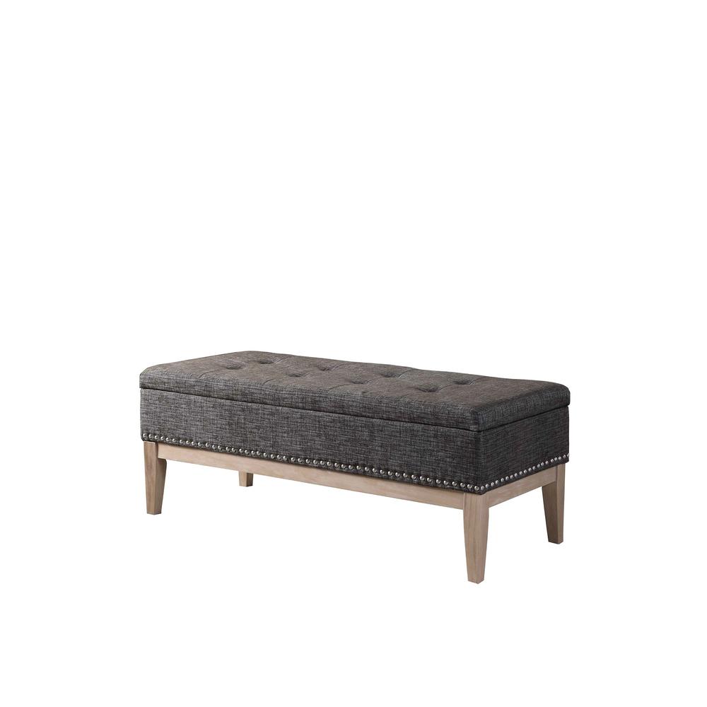 Noble House Light Gray Tufted Fabric Storage Bench