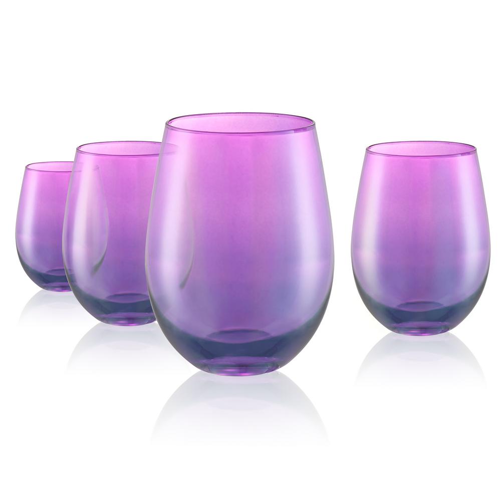Artland 16 Oz Stemless Wine Glasses In Purple Set Of 4 12534b The Home Depot