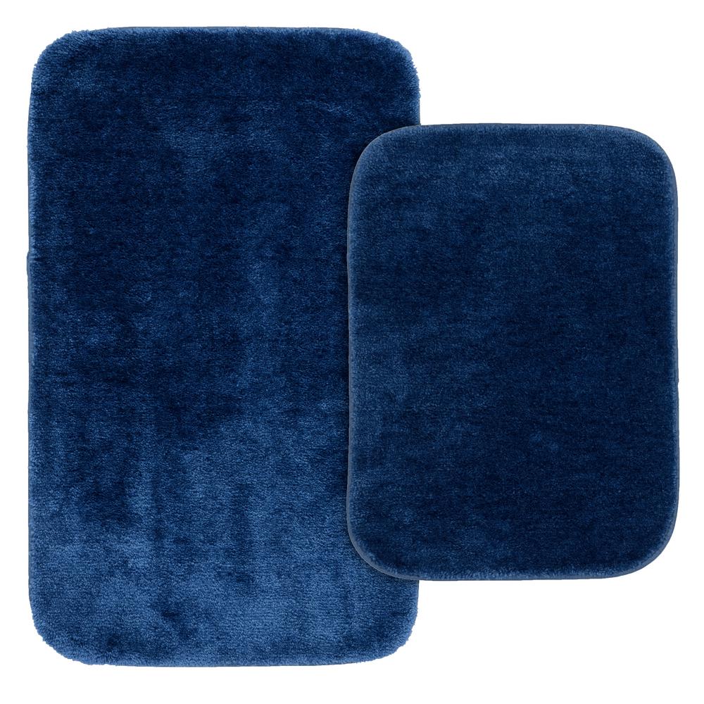 Garland Rug Traditional Navy 2Piece Washable Bathroom Rug Set