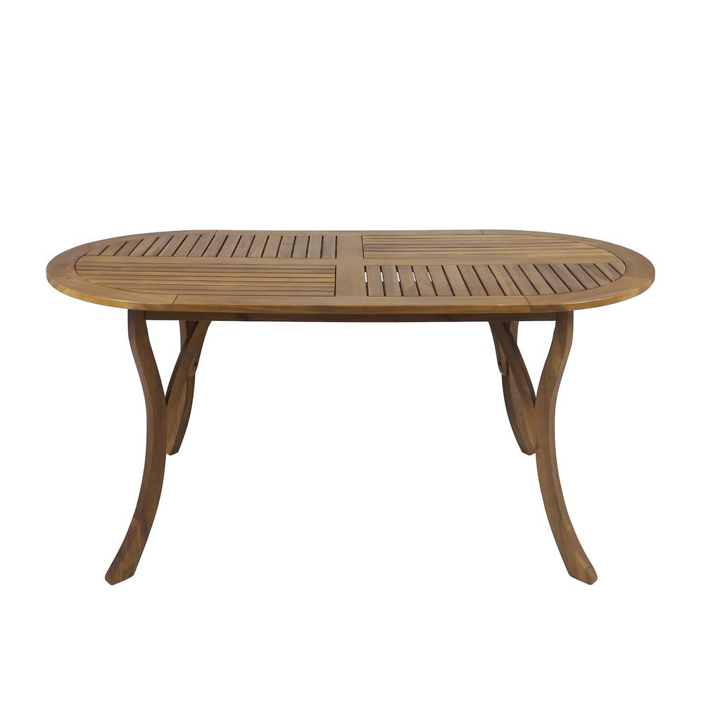 Noble House Hermosa Teak Brown Oval Wood Outdoor Dining Table304869