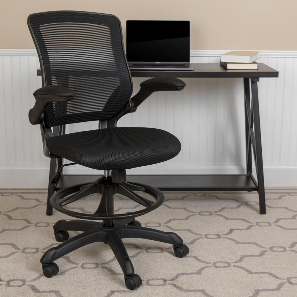 Carnegy Avenue Black Mesh Drafting Chair Cga Bl 270270 Bl Hd The Home Depot