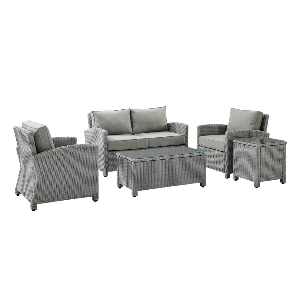 Crosley Furniture Bradenton Gray 5 Piece Wicker Patio Conversation Set With Gray Cushions Ko70050gy Gy The Home Depot