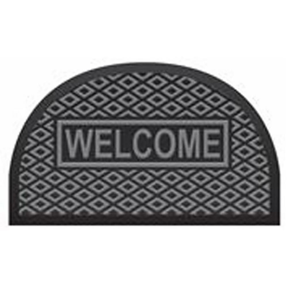 Evideco 30 In X 18 In Grey Outdoor Half Round Front Door Mat Welcome Polypropylene Rubber