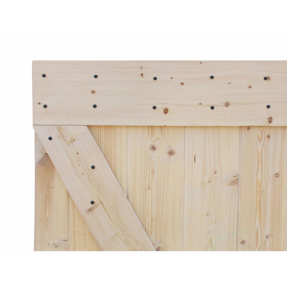 Calhome 42 In X84 In Z Bar Diy 1 Panel Unfinished Natural Wood Sliding Barn Door W 8 Ft Dark Coffee Sliding Door Hardware Kit Swd11 8ft Orb Door Zbar Diy B42 The Home Depot