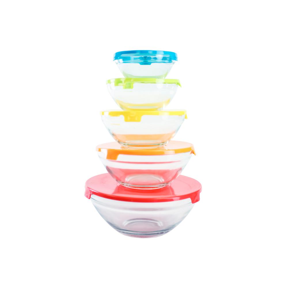 HOME basics 5-Piece Glass Bowl Set with Plastic Colorful Lids ... HOME basics 5-Piece Glass Bowl Set with Plastic Colorful Lids ...