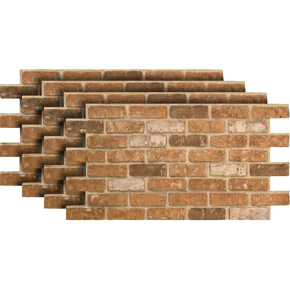 Urestone Weathered Orange 24 in. x 46-3/8 in. Faux Used Brick Panel (4 ...