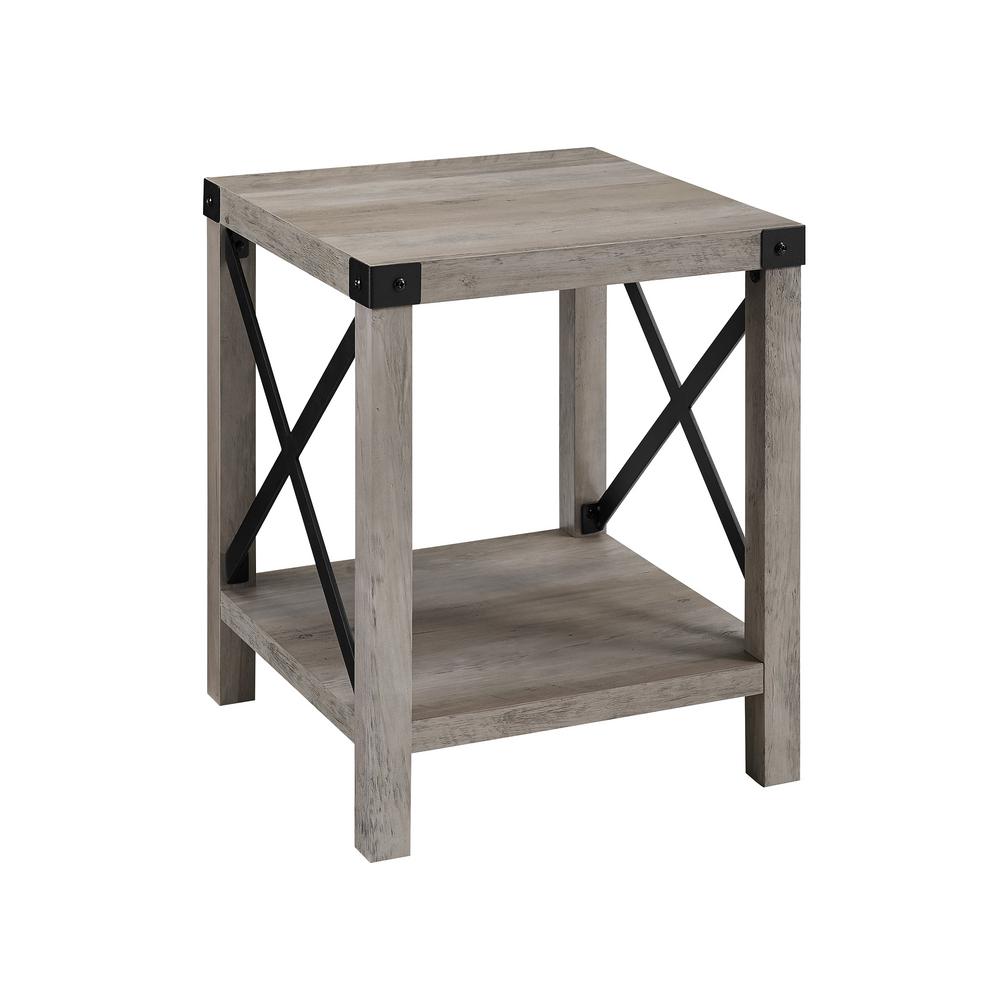 Walker Edison 18 In Grey Wash Rustic Urban Metal X Grey Wash Rustic Urban Metal X Accent Side Table