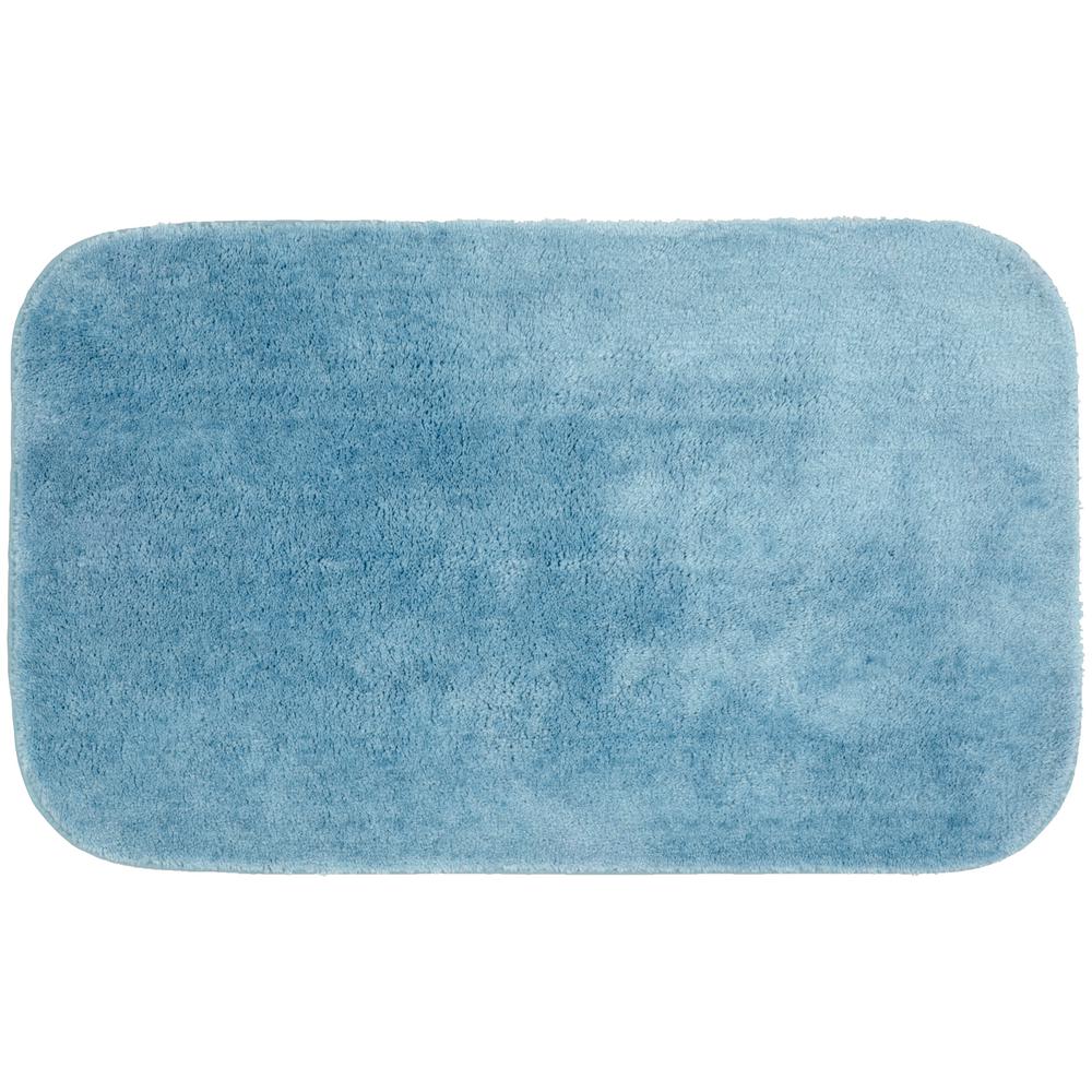 Garland Rug Traditional Basin Blue 24 in. x 40 in. Plush Nylon Bath Mat BA010W024040J4 The