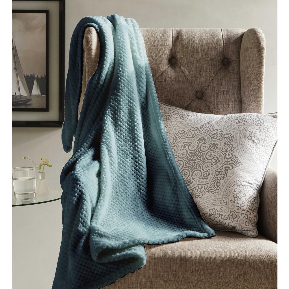 Duck River Myrcella Slate Blue Textured Fleece Throw MYRCELLA 4946D=6 The Home Depot