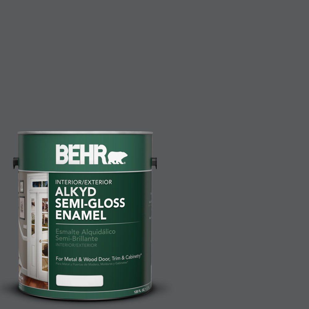 BEHR 1-gal. #AE-53 Midnite Hour Semi-Gloss Enamel Alkyd Interior ...