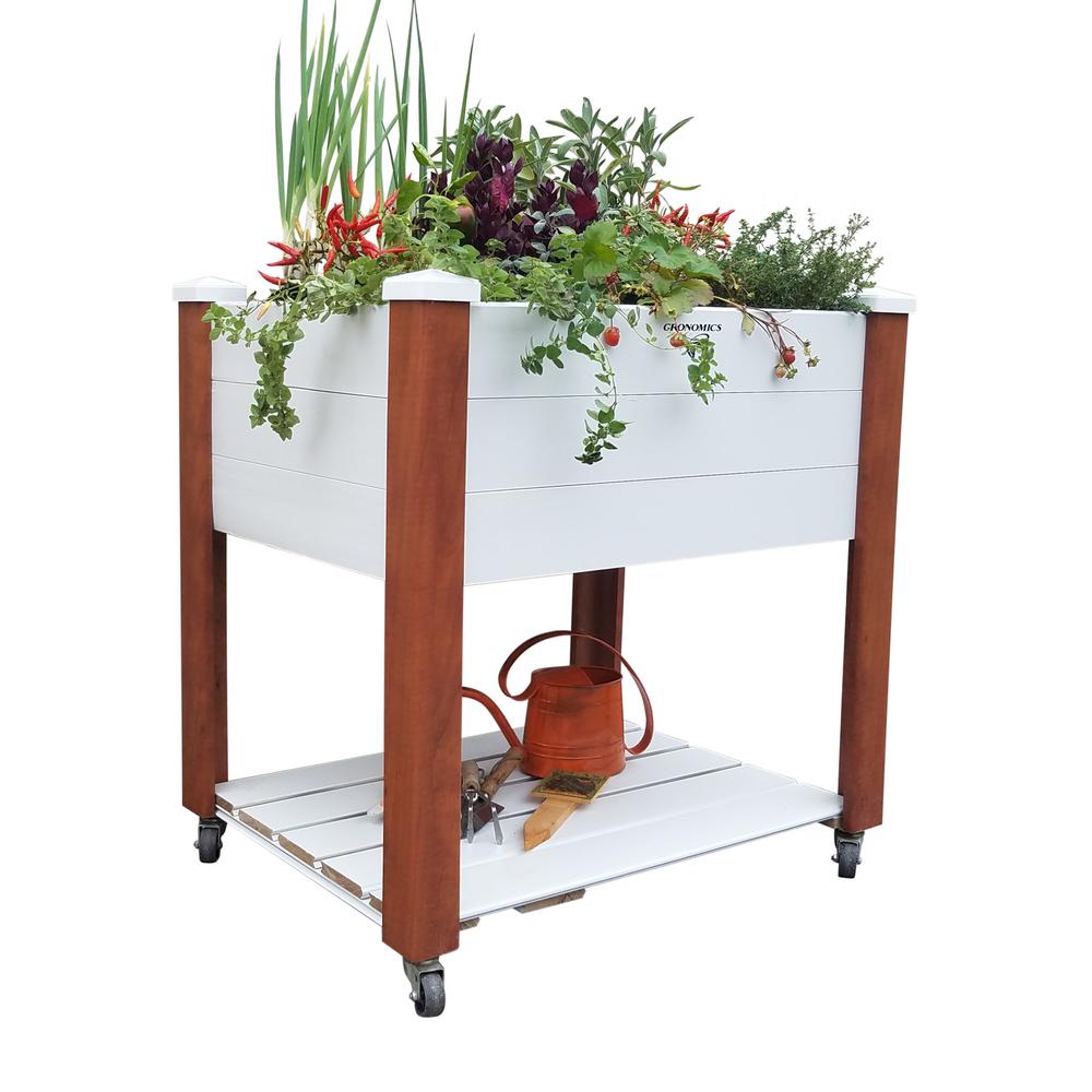 Wheels Raised Garden Beds Center The Home Depot Vinyl Wred Elevated Garden Bed