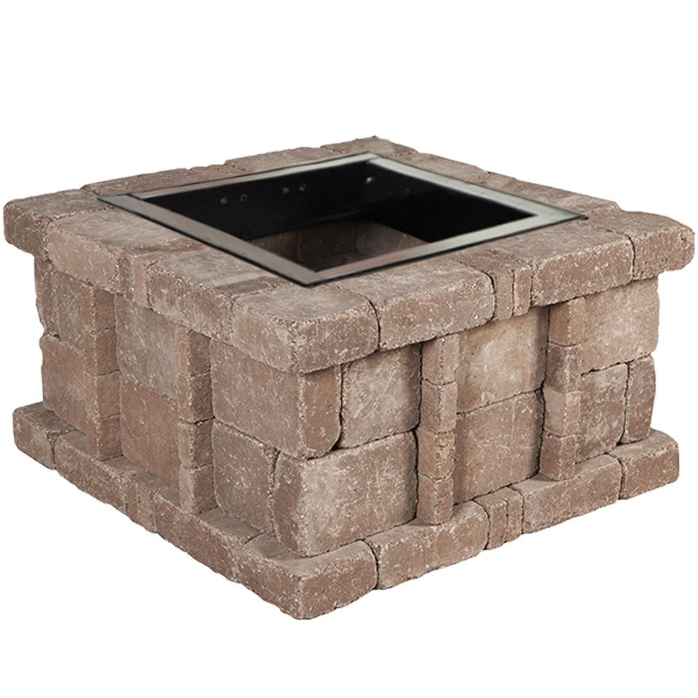 Pavestone RumbleStone 38.5 in. x 21 in. Square Concrete Fire Pit Kit No