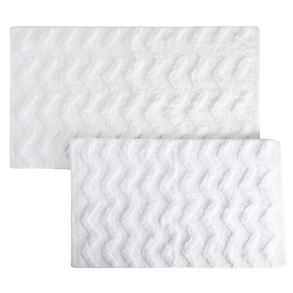 Lavish Home Chevron White 24 5 In X 41 2 Piece Bathroom Mat Set Lavish Home Chevron White 24 5 In X 41 2 Piece Bathroom Mat