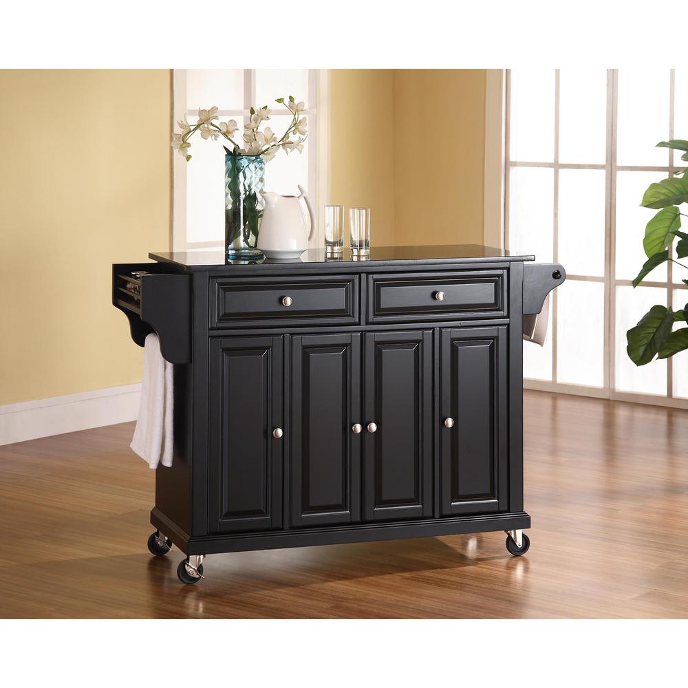 Crosley Black Kitchen Cart With Granite Top Kf30004ebk