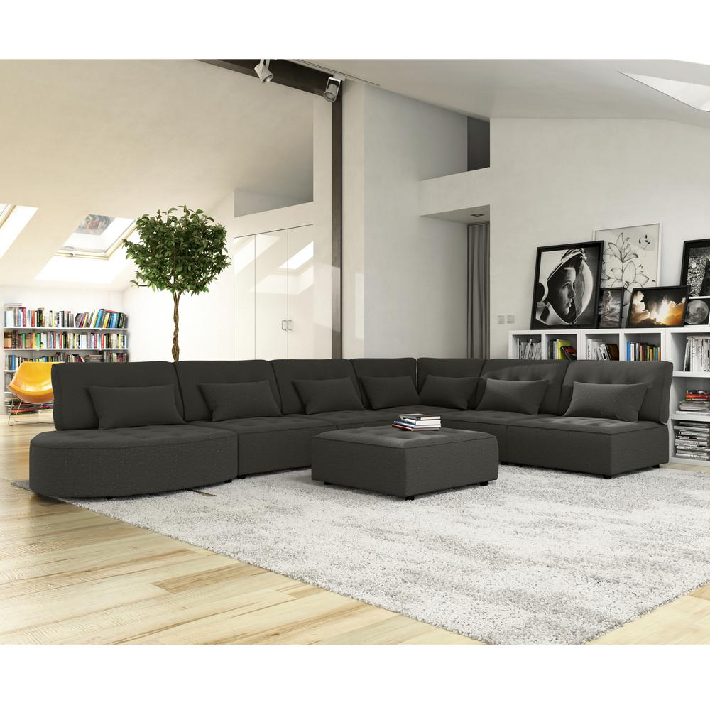 Handy Living Domena 7 Piece Modular Sectional In Charcoal