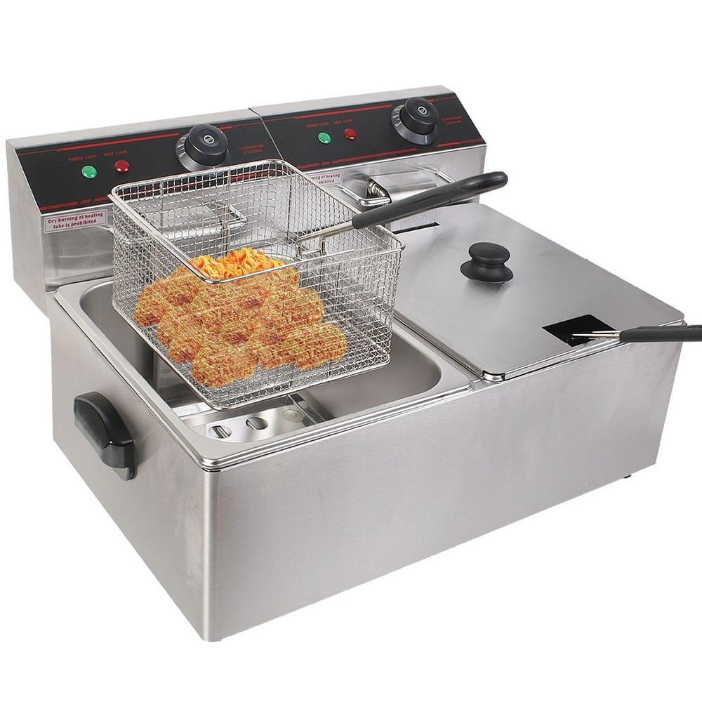 Costway 5000-Watt Electric Countertop Deep Fryer Dual Tank