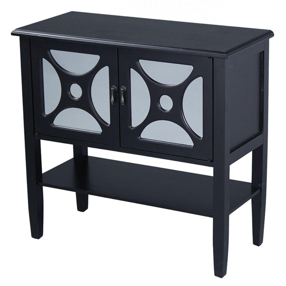 HomeRoots Shelly Black Wood Cabinet with a Drawer and Doors-291877 ...