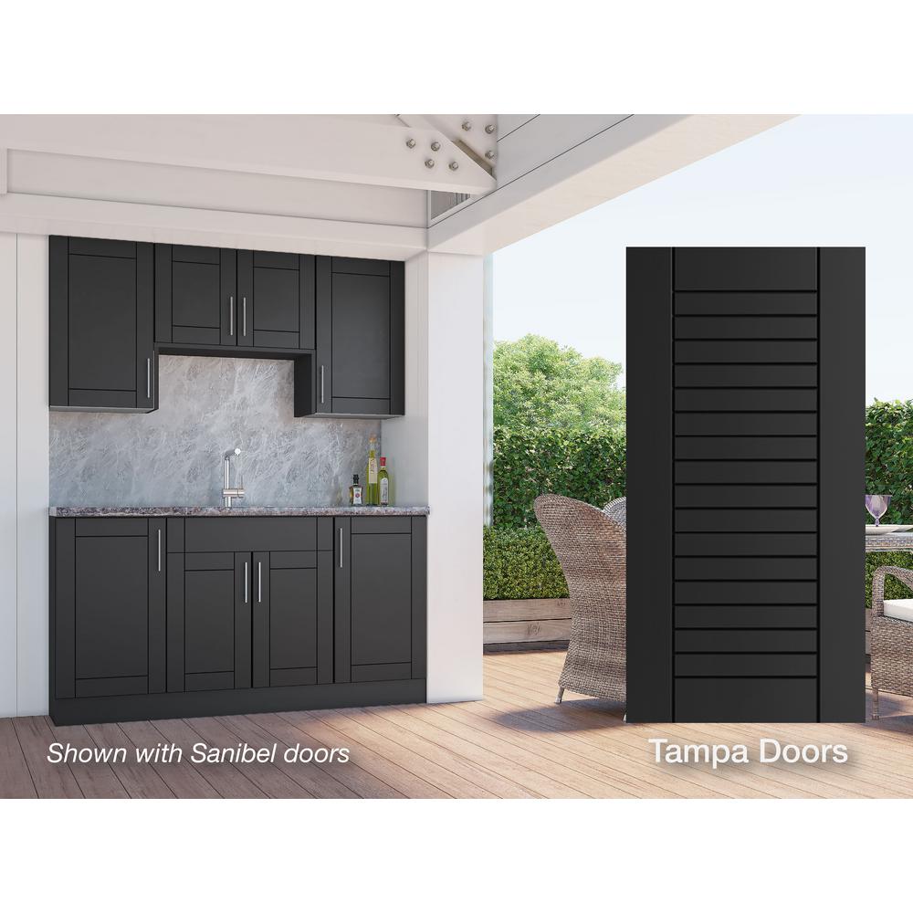 Weatherstrong Tampa Pitch Black 22 Piece 67 25 In X 84 Outdoor Kitchen Cabinet Set Wse66wmk Tpb The Home Depot Outdoor Kitchen Cabinet, Outdoor Kitchen Cabinet Doors Black