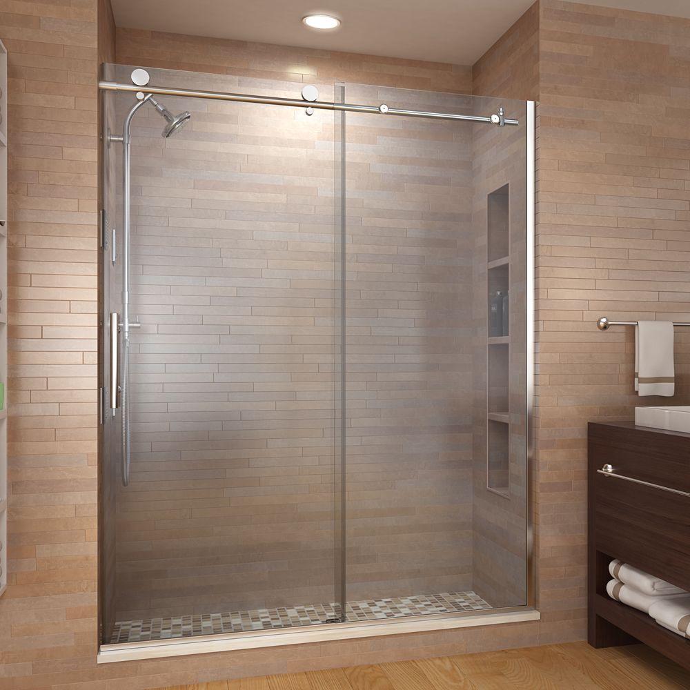 Basco Vinesse 47 In X 76 In Semi Frameless Sliding Shower Door
