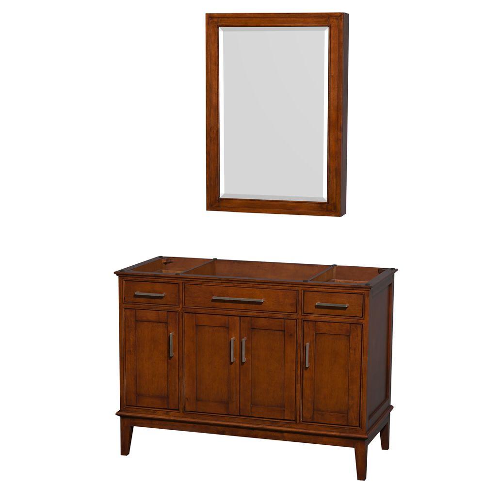 Wyndham Collection Hatton 47 In Vanity Cabinet With Mirror Medicine Light Chestnut Wyndham Collection Hatton 47 In Vanity Cabinet With Mirror Medicine Light Chestnut