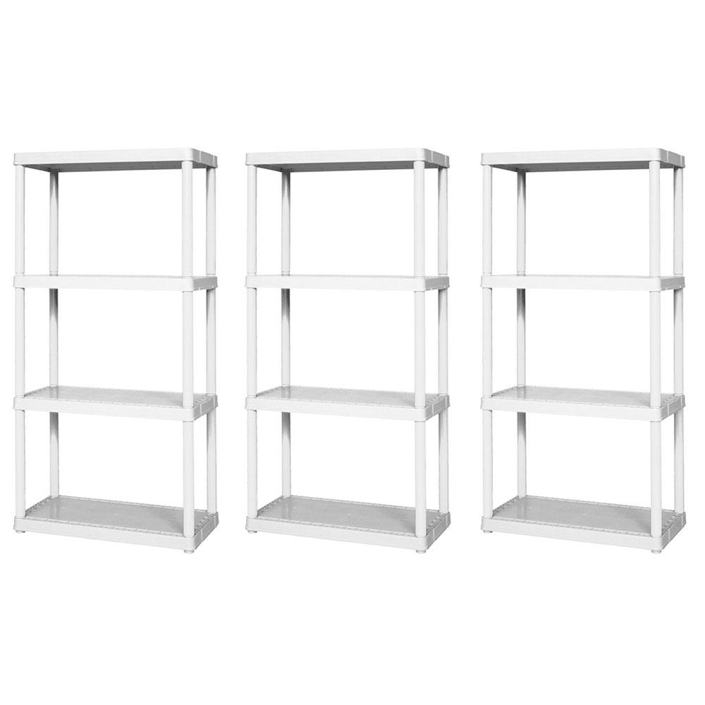 GRACIOUS LIVING White 4Tier Plastic Garage Storage Shelving Unit (12 in. W x 48 in. H x 24 in