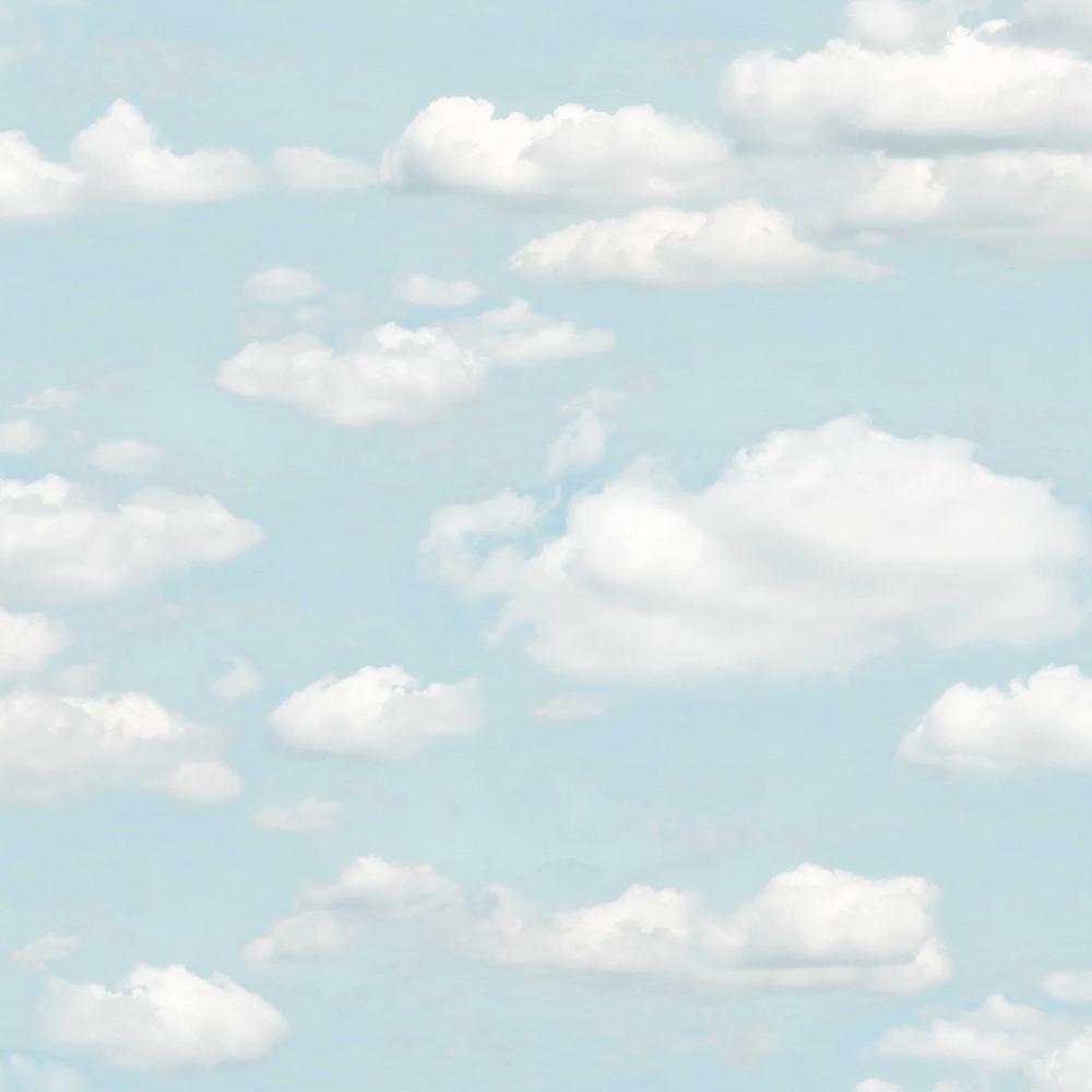 Brewster Bath Blue Clouds Wallpaper Sample-2734-24890SAM ...