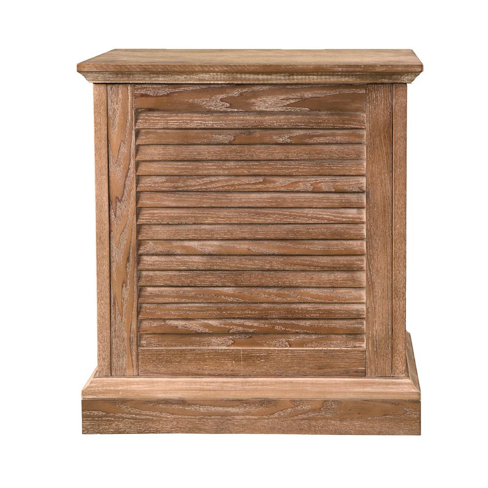 Southern Enterprises Farmhouse Oak Furniture The Home Depot Wedlyn Burnt Oak Louvered Trunk End Table