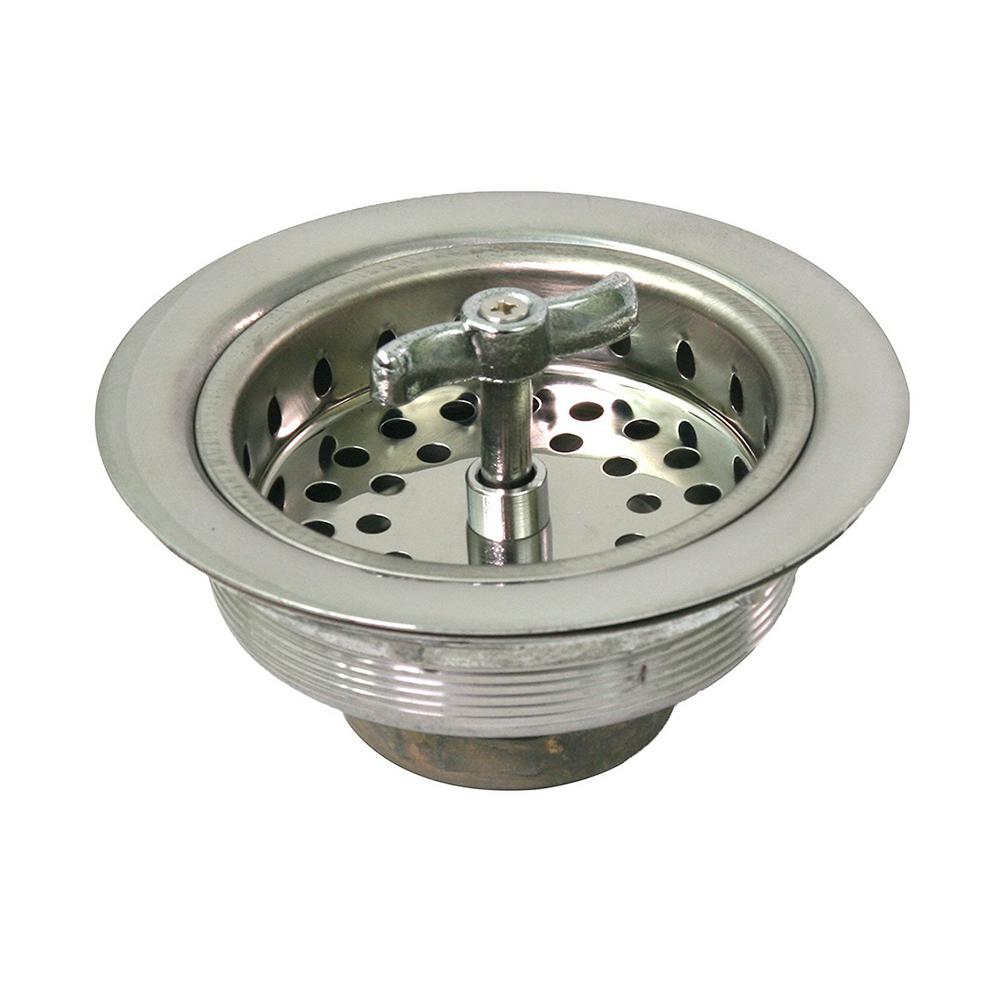 The Plumber S Choice 3 1 2 In 4 In Kitchen Sink Spin And Seal Stainless Steel Drain Assembly With Strainer Basket Threaded Stopper