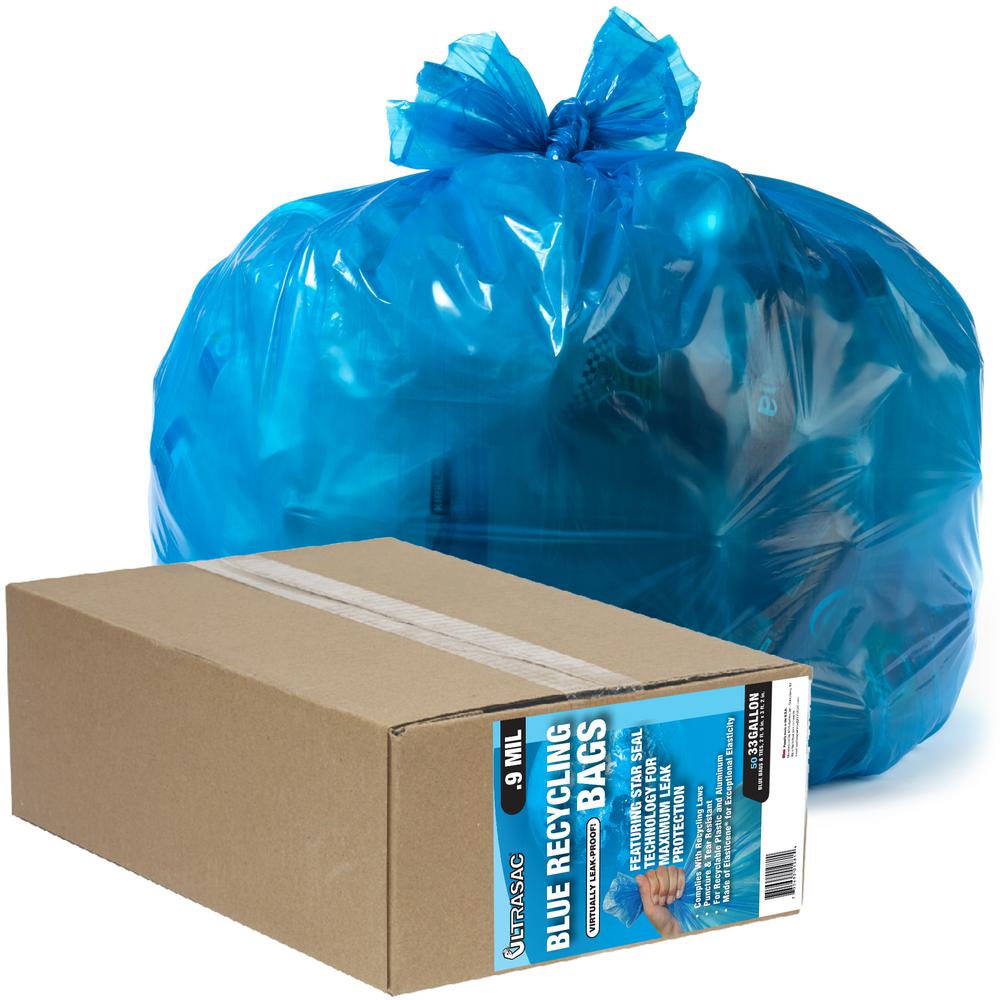 Ultrasac 33 Gal. Recycling Blue Trash Bags (50Count)USBL The Home