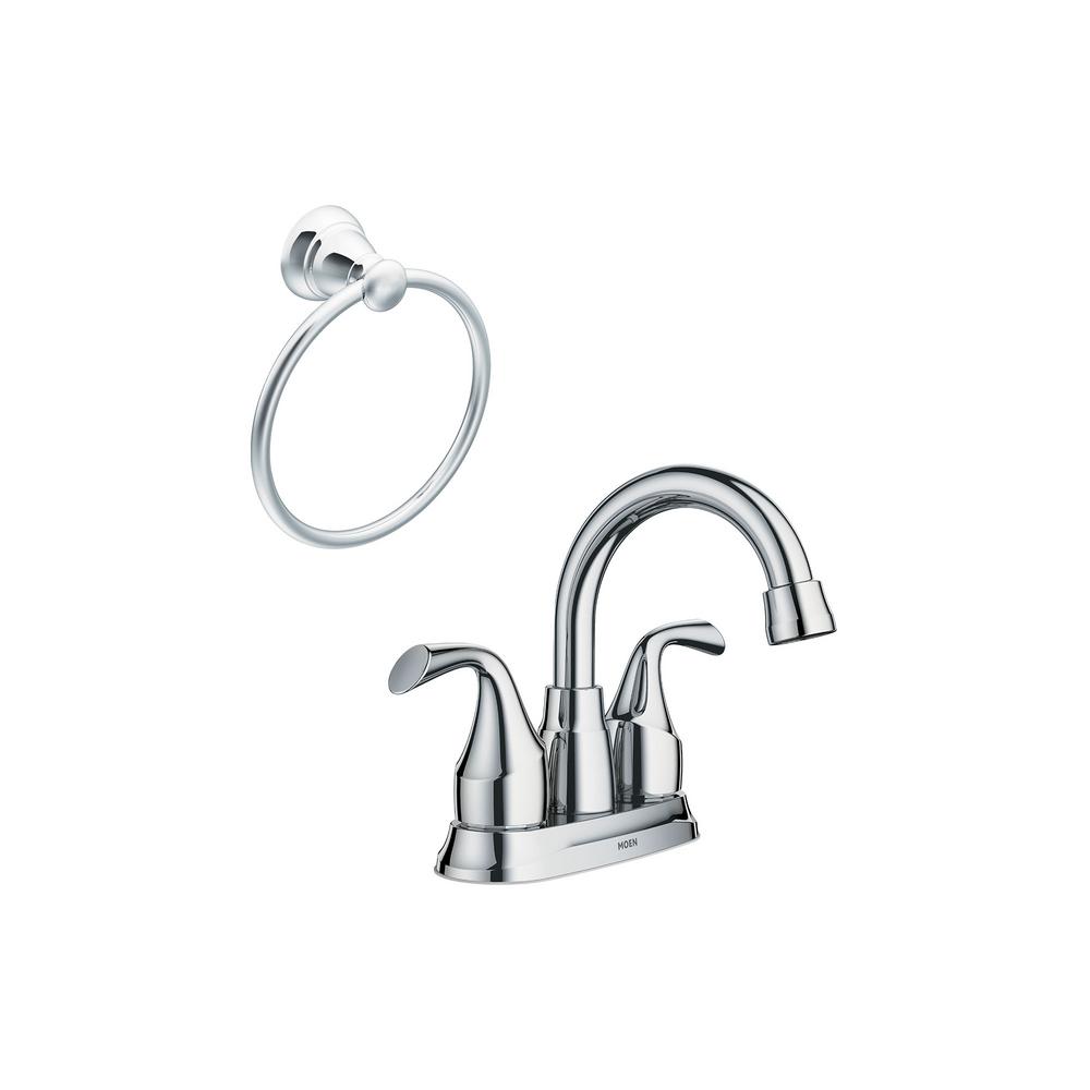Moen Idora 4 In Centerset 2 Handle Bathroom Faucet With Towel Ring Chrome
