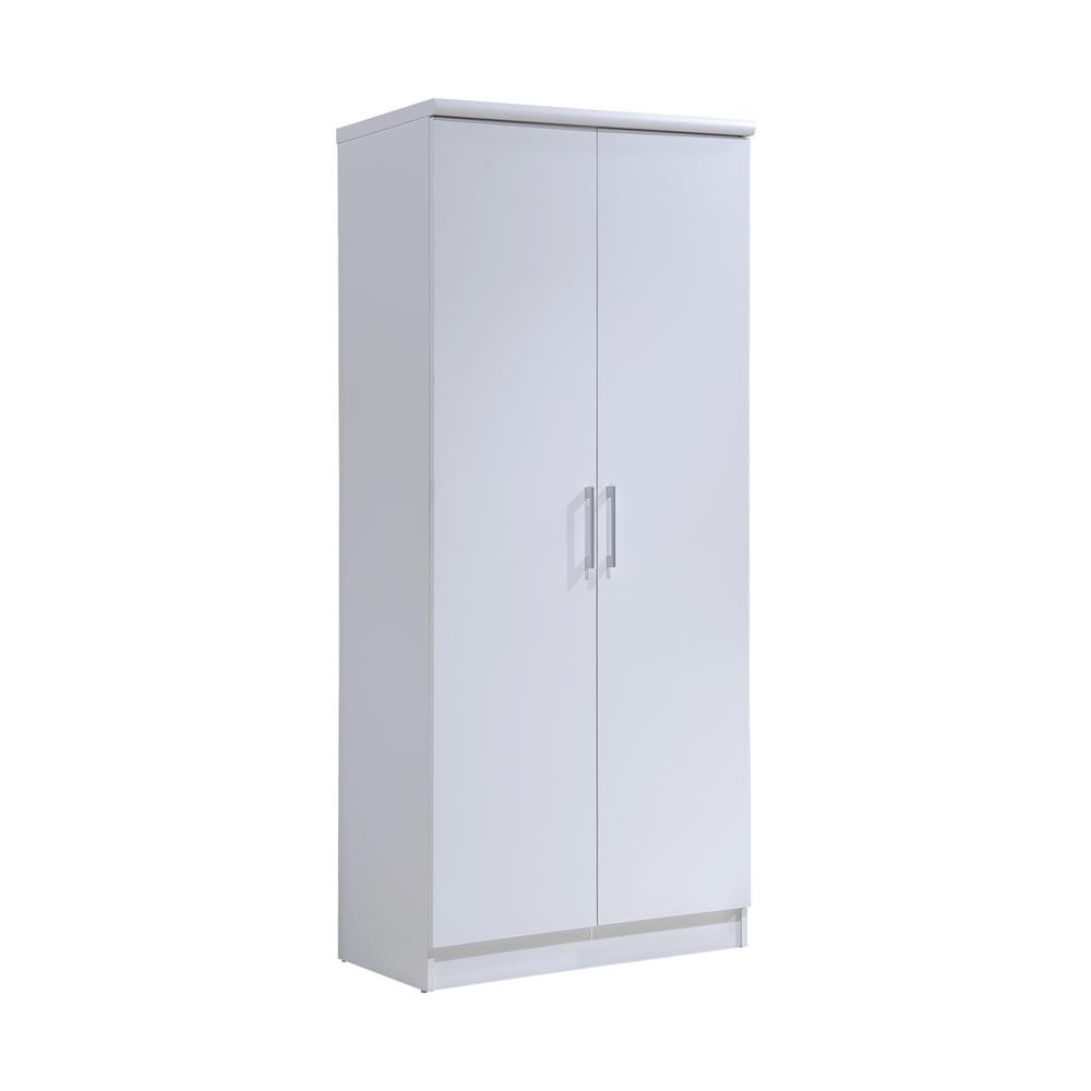 Hodedah 2 Door White Armoire With Shelves 72 In X 31 5 In X 17 In Hid8600 White The Home Depot