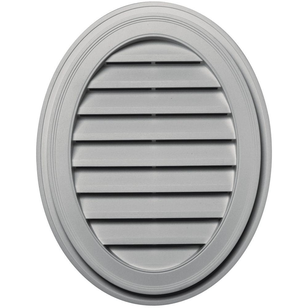 Builders Edge 21 in. x 27 in. Oval Gray Plastic Builtin Screen Gable Louver Vent120042127030