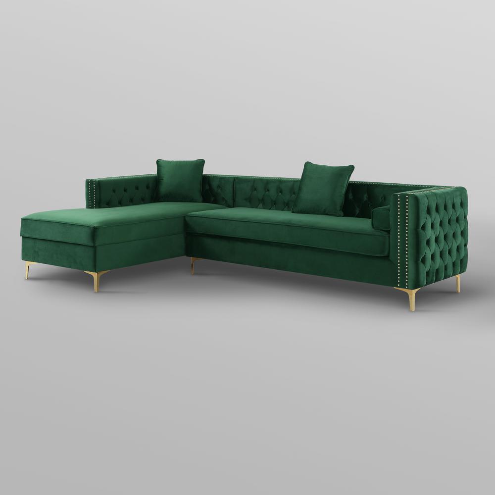Inspired Home Olivia Hunter Green Silver Gold Velvet Left Facing